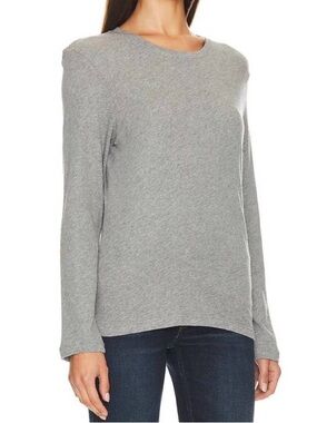 Enza Costa Gray Cotton Cashmere Long Sleeve Cross Open Back Lightweight Shirt S